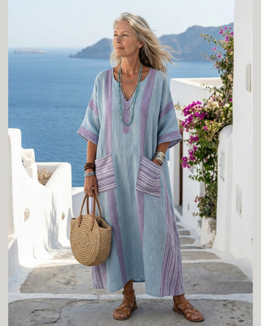 Cressida light flow pocket midi dress in sky blue, front view