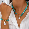 TURQUELLE | Turquoise & Pearl Necklace and Bracelet Set