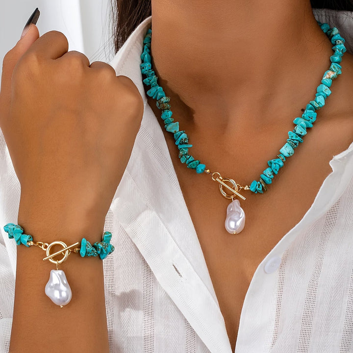 TURQUELLE turquoise and pearl set