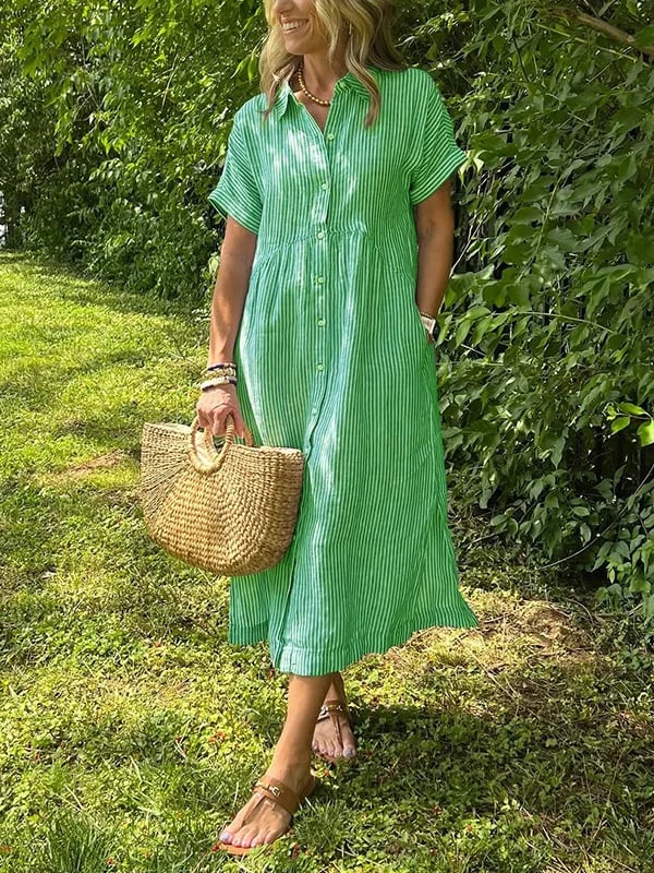 Edie | Striped Button-Up Dress