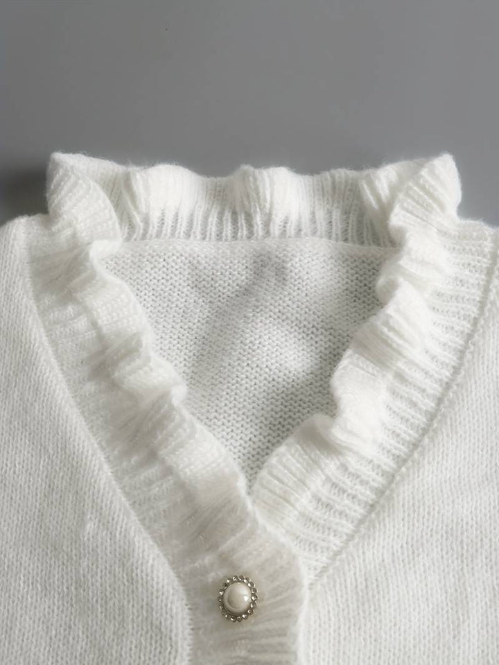 Mara | Plain Jumper With V-Neck and Buttons