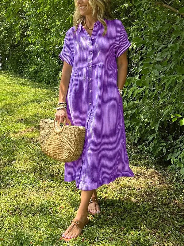 Edie | Striped Button-Up Dress