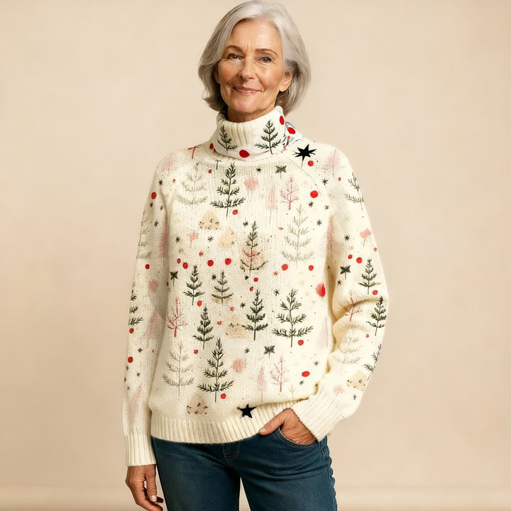 IVORY Christmas roll neck jumper