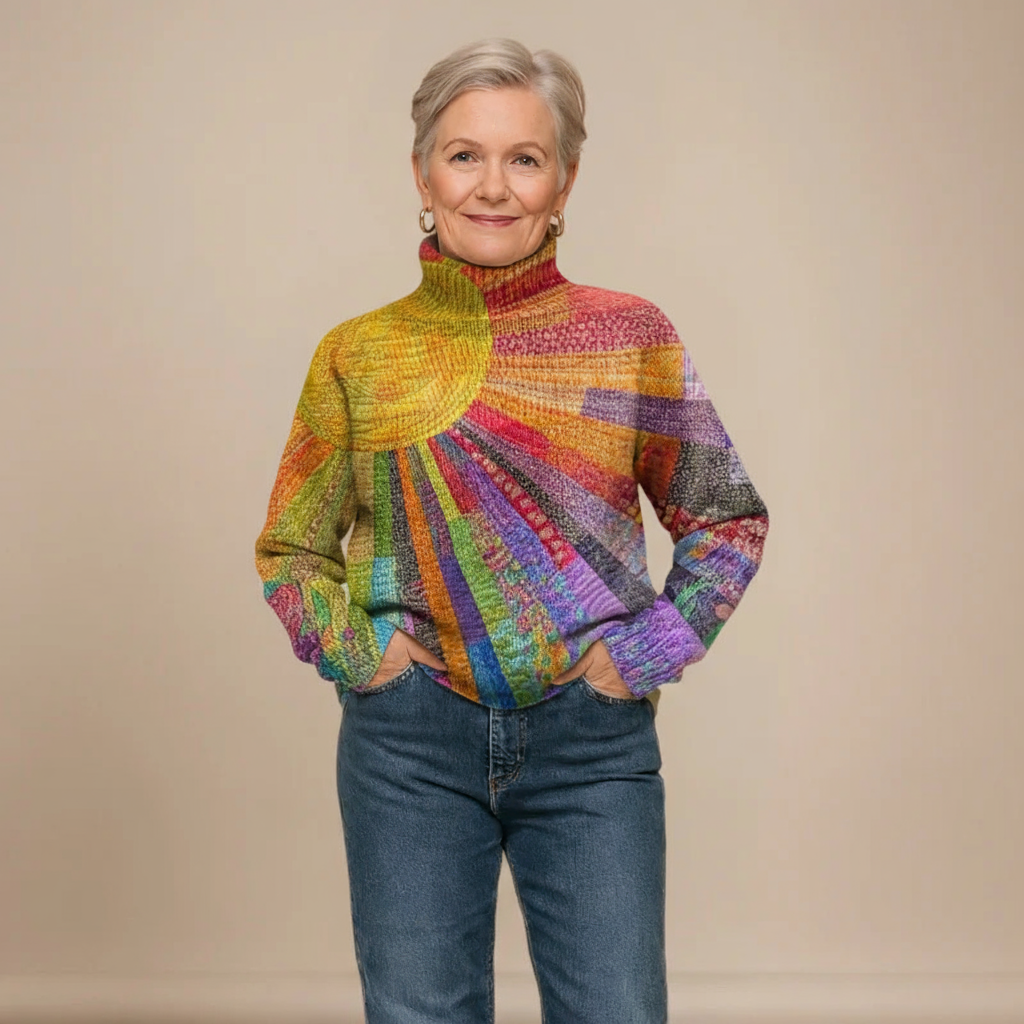 SOLEIL sun collage roll neck jumper
