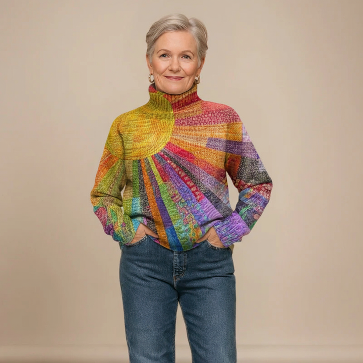 SOLEIL sun collage roll neck jumper