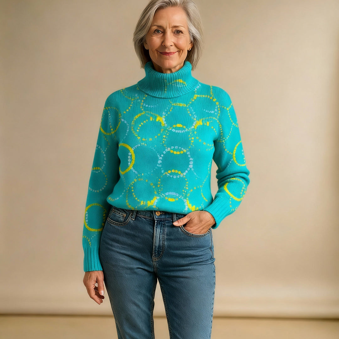 MATILDA circle print roll neck jumper