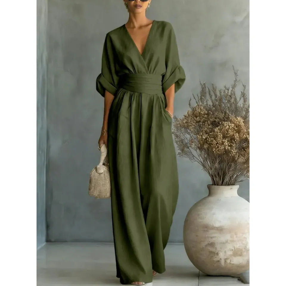 Geraldine | Elegant Draped Wide-Leg Jumpsuit