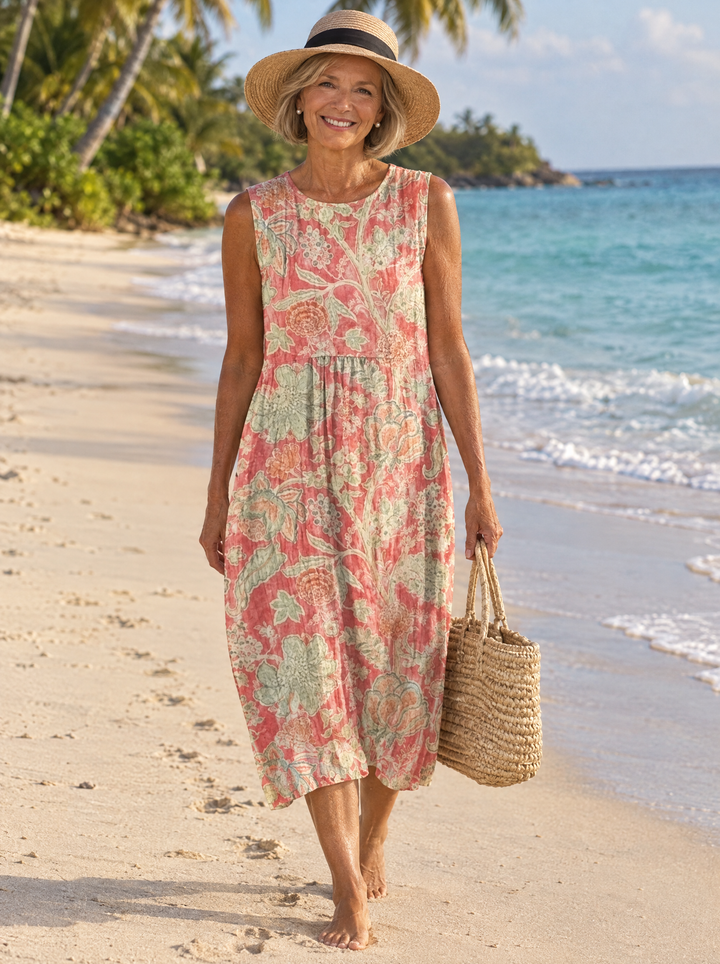 Coralee Coral Garden Midi Dress