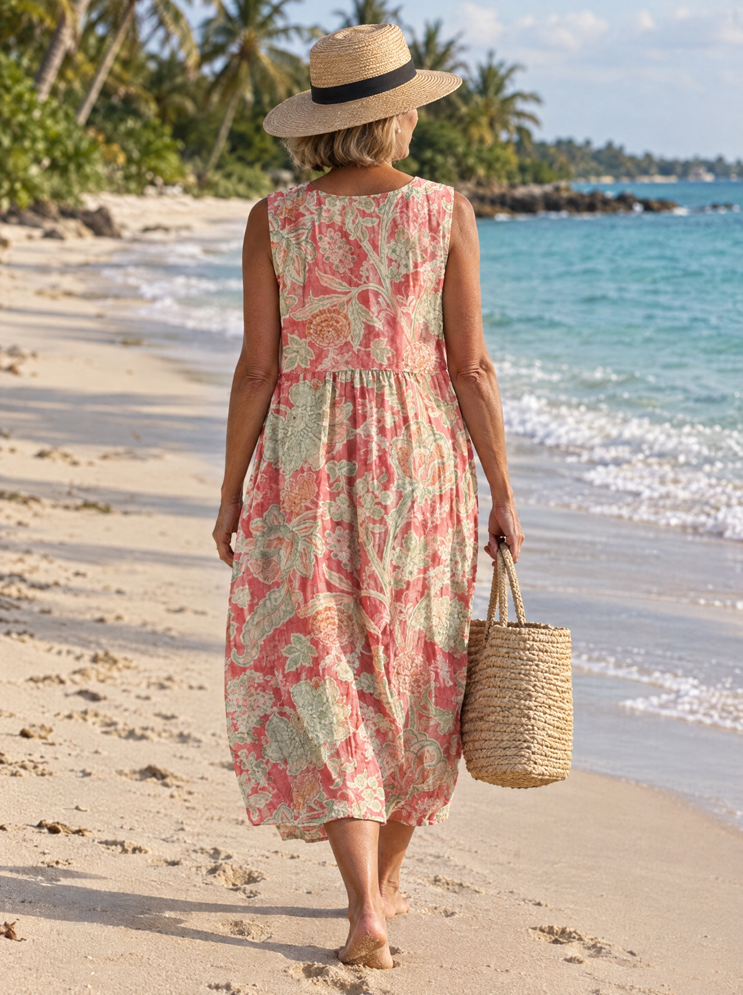 Coralee Coral Garden Midi Dress