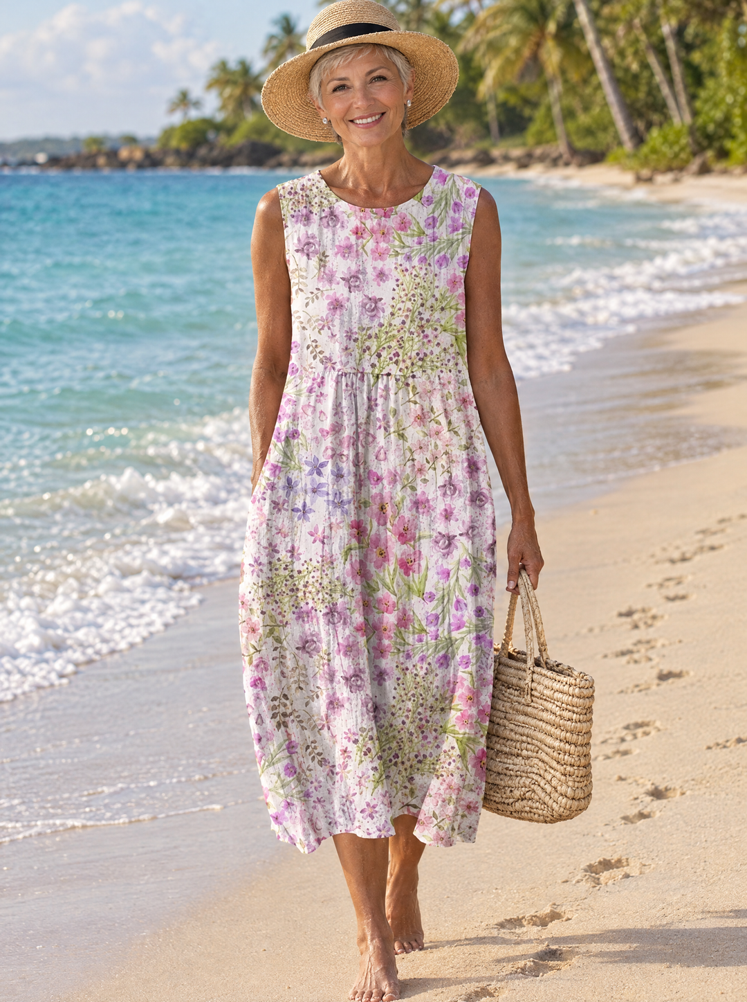 Lilou Lilac Garden Midi Dress