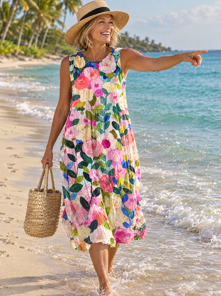 Petunia Painted Rose Midi Dress