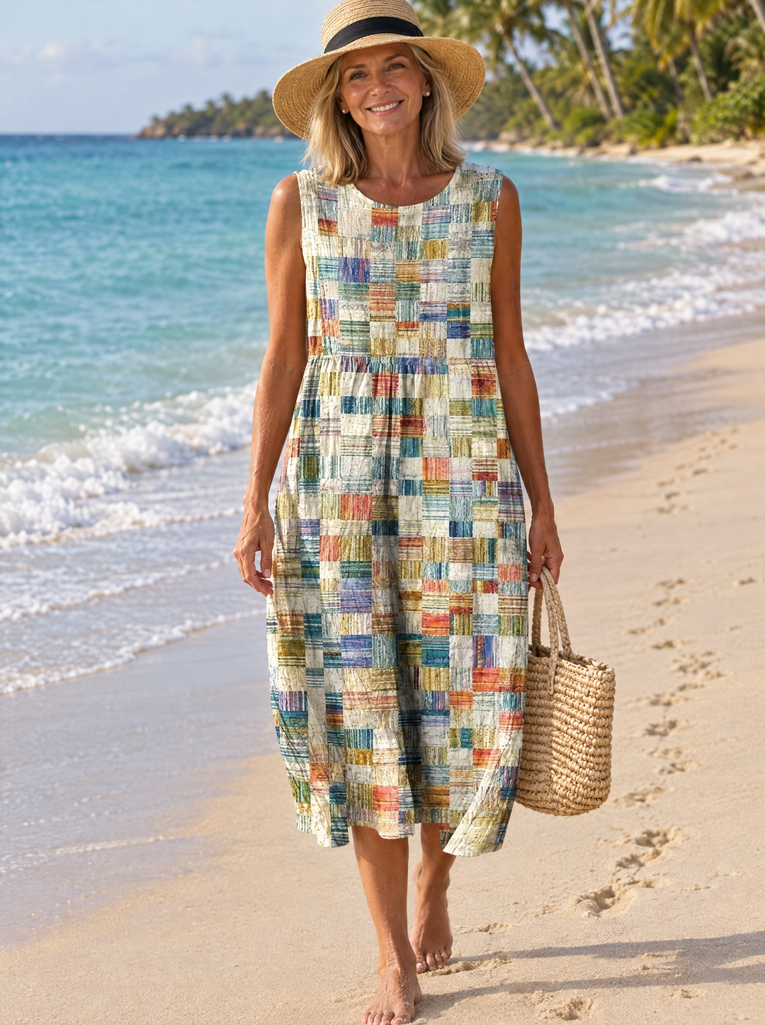 Patsy Patchwork Check Midi Dress