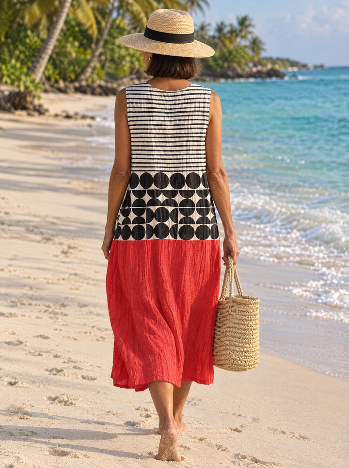 Marlowe Red Geometric Midi Dress