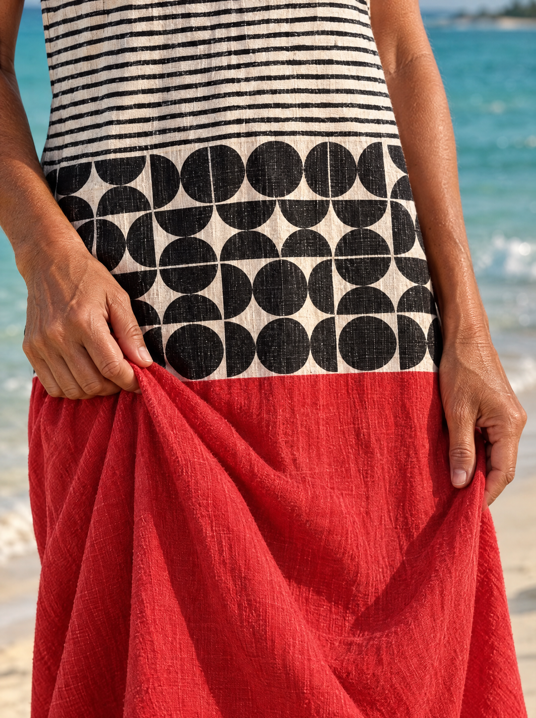 Marlowe Red Geometric Midi Dress