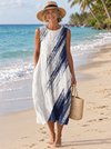 Isla | Indigo Brushstroke Midi Dress