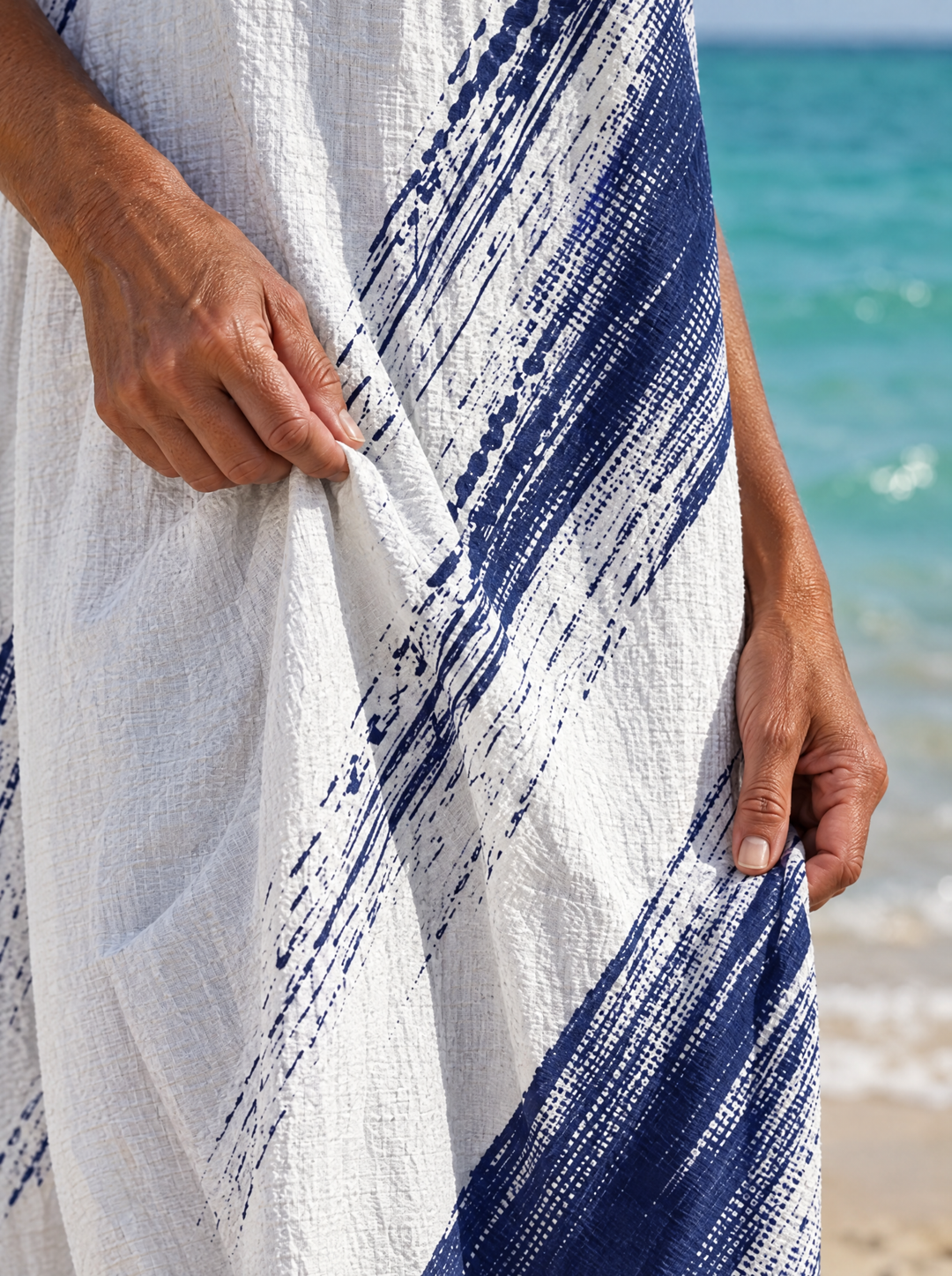 Isla Indigo Brushstroke Midi Dress
