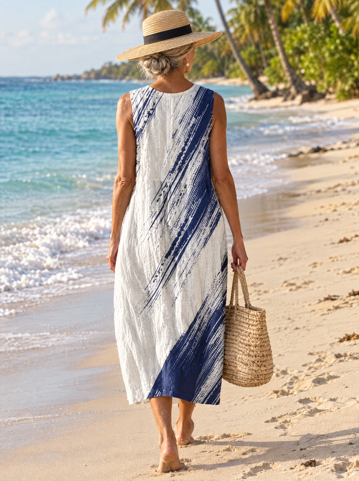 Isla Indigo Brushstroke Midi Dress