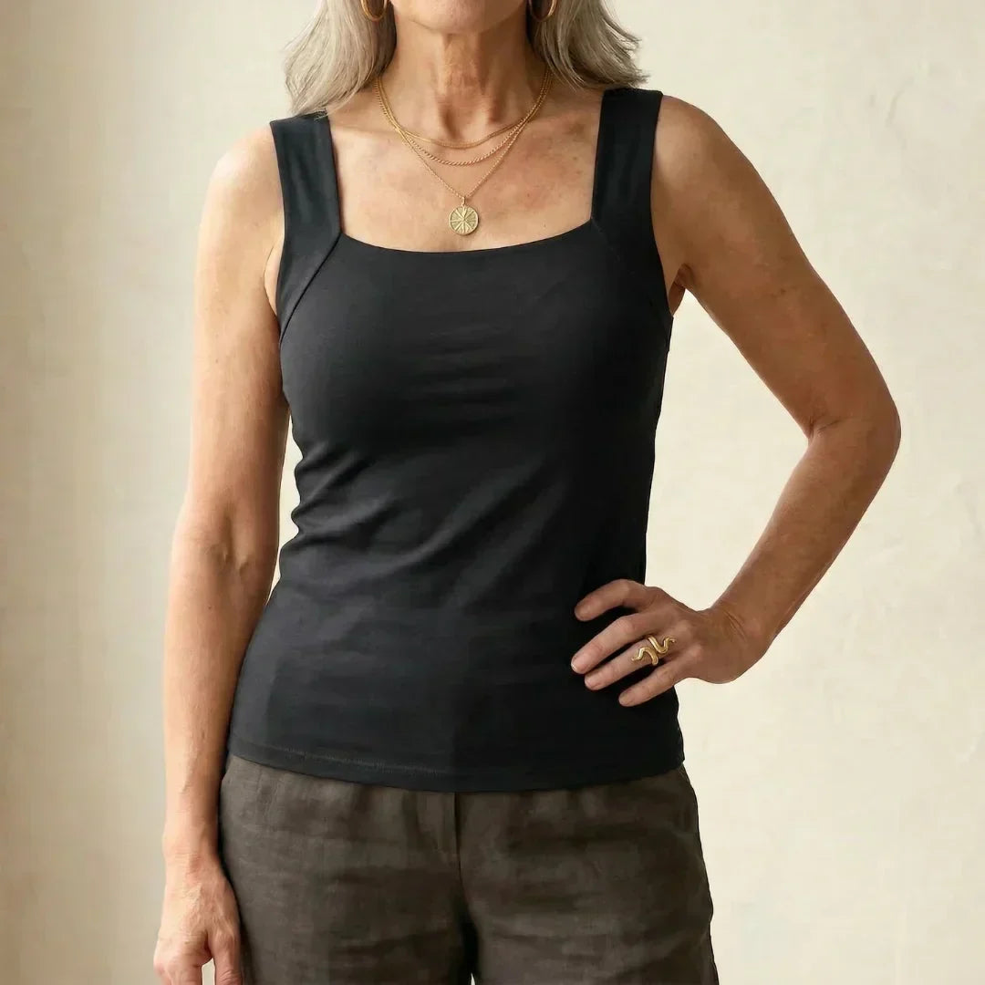Marnie Built-In Bra Tank Top in Black