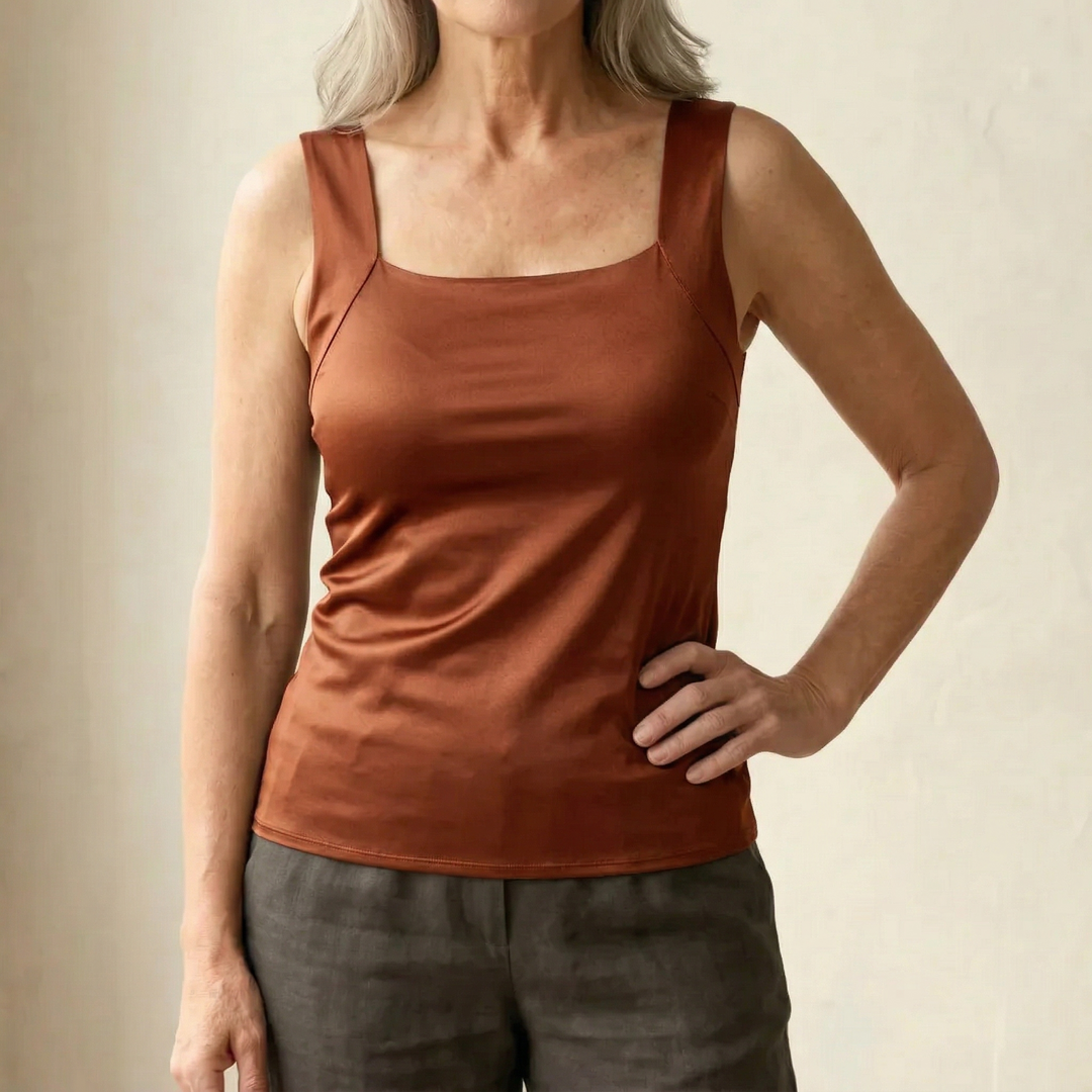 Marnie Built-In Bra Tank Top in Coffee