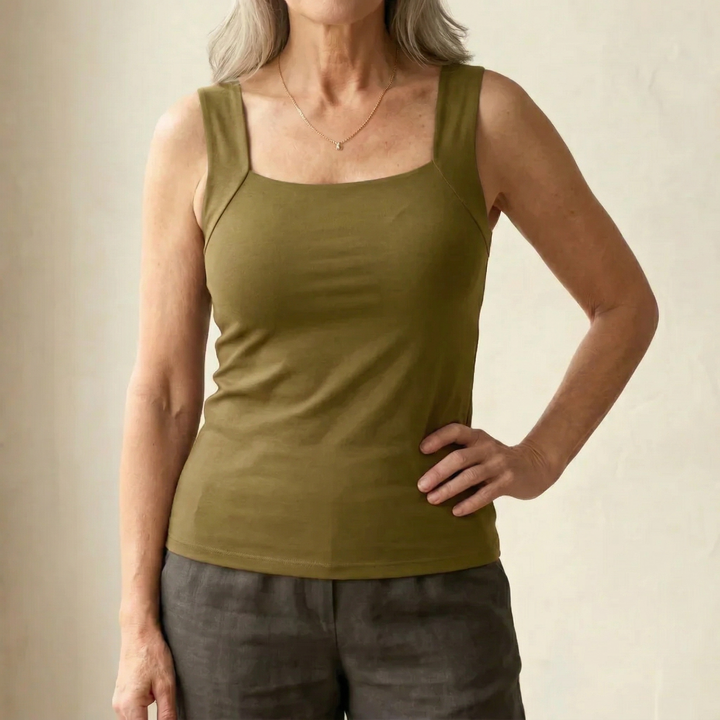Marnie Built-In Bra Tank Top in Green