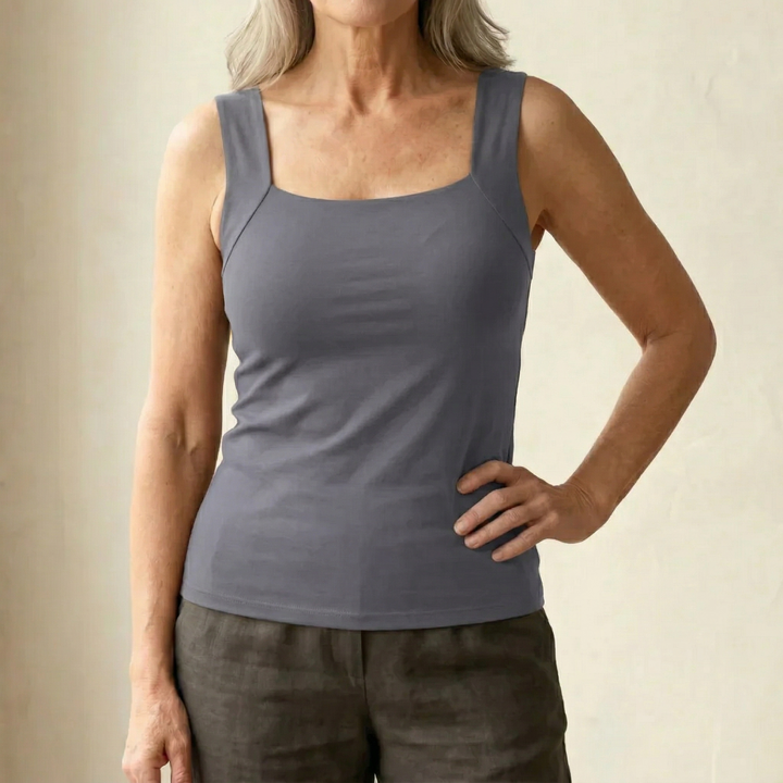 Marnie Built-In Bra Tank Top in Taupe
