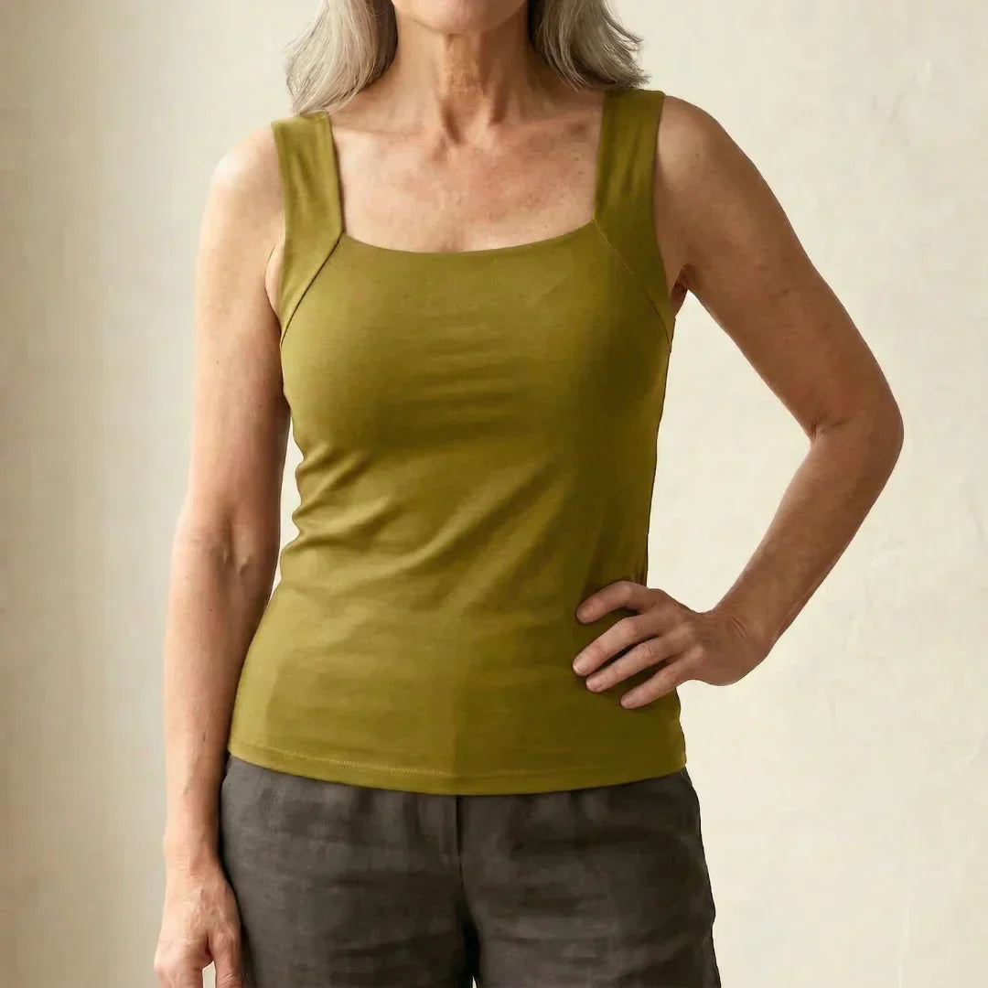 Marnie Built-In Bra Tank Top in Olive Green