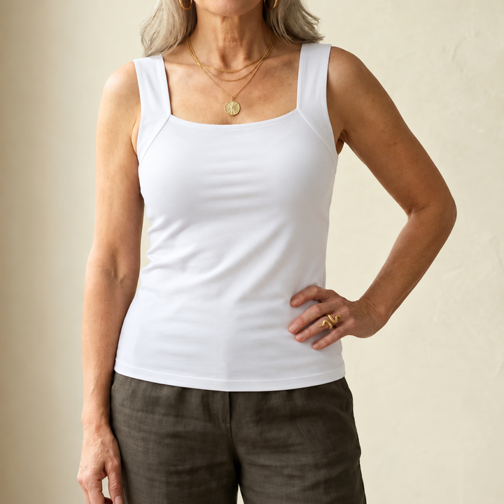Marnie Built-In Bra Tank Top in White