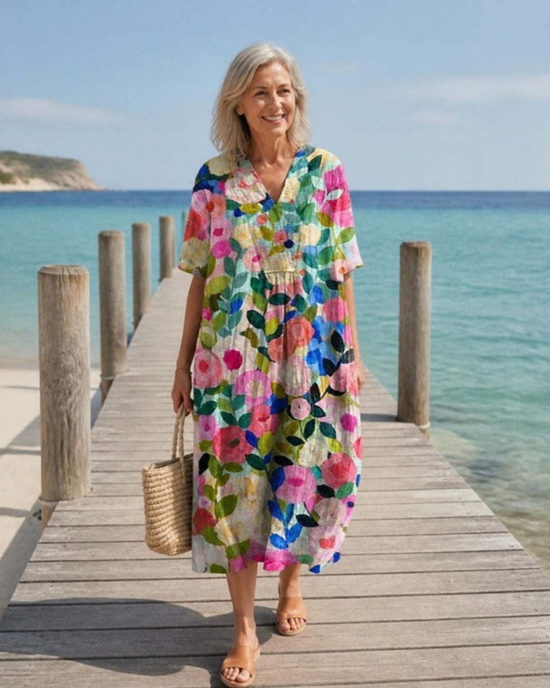 Nathalie V-Neck Dress - front