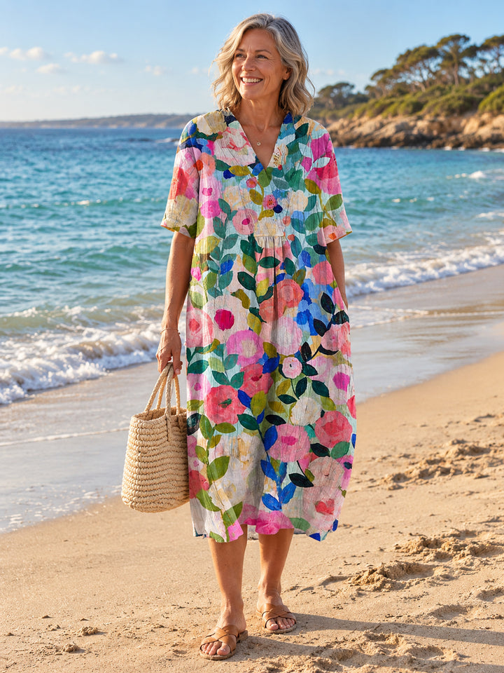 Nathalie V-Neck Dress - Floral 1 - front