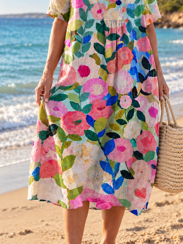 Nathalie V-Neck Dress - Floral 1 - skirt detail
