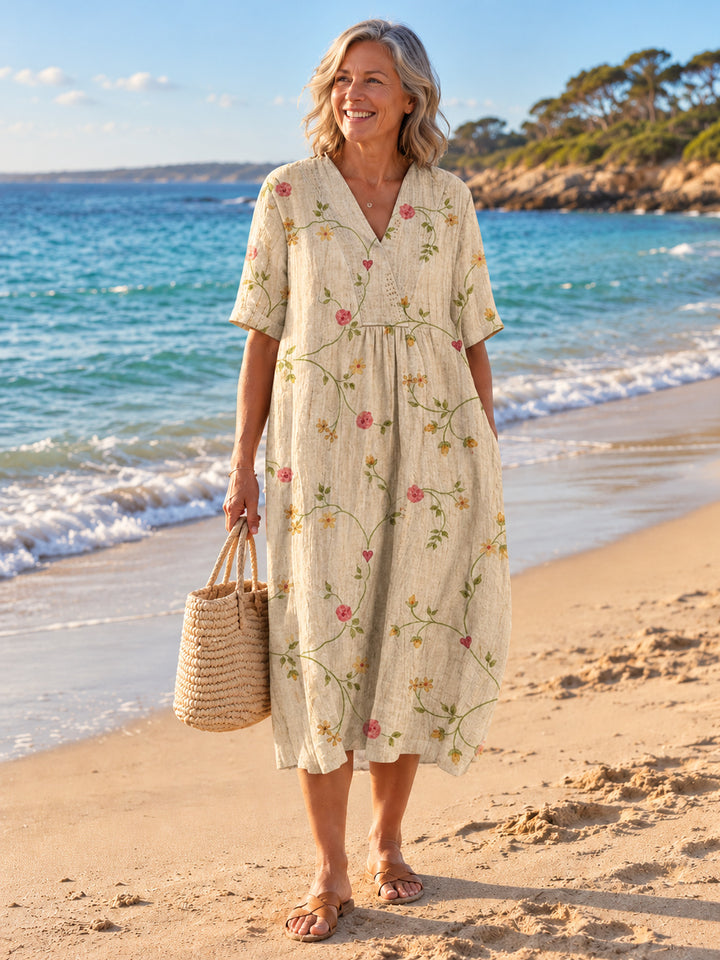 Nathalie V-Neck Dress - Floral 10 - front