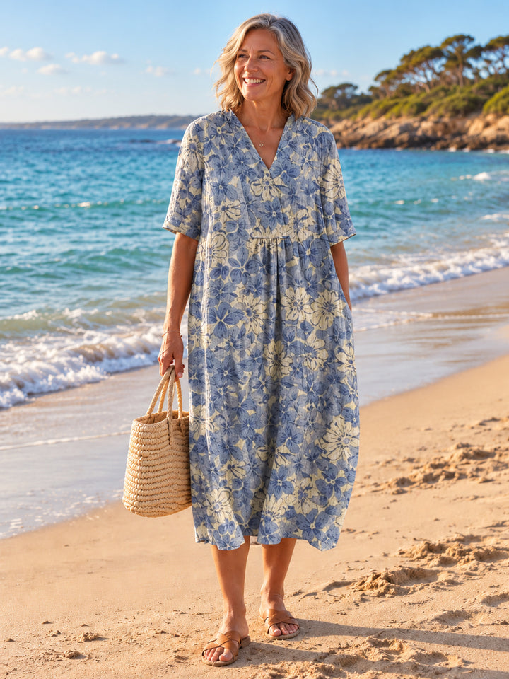 Nathalie V-Neck Dress - Floral 11 - front