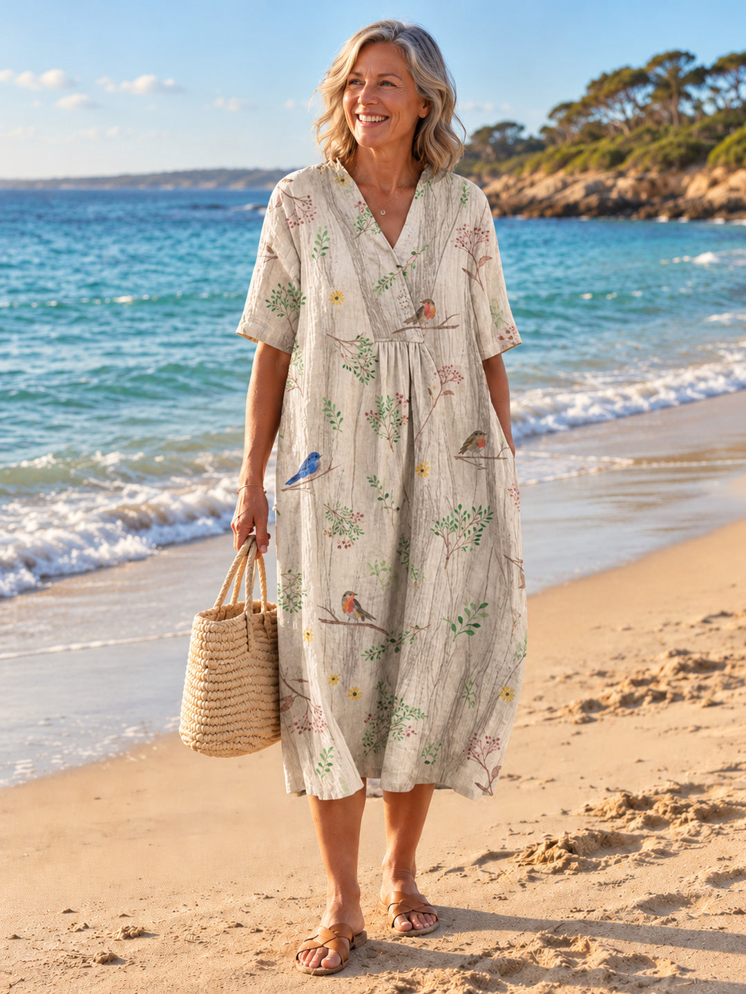 Nathalie V-Neck Dress - Floral 13 - front
