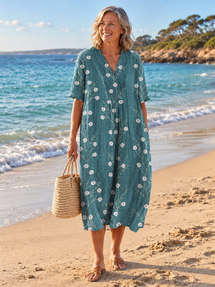 Nathalie V-Neck Dress - Floral 2 - front