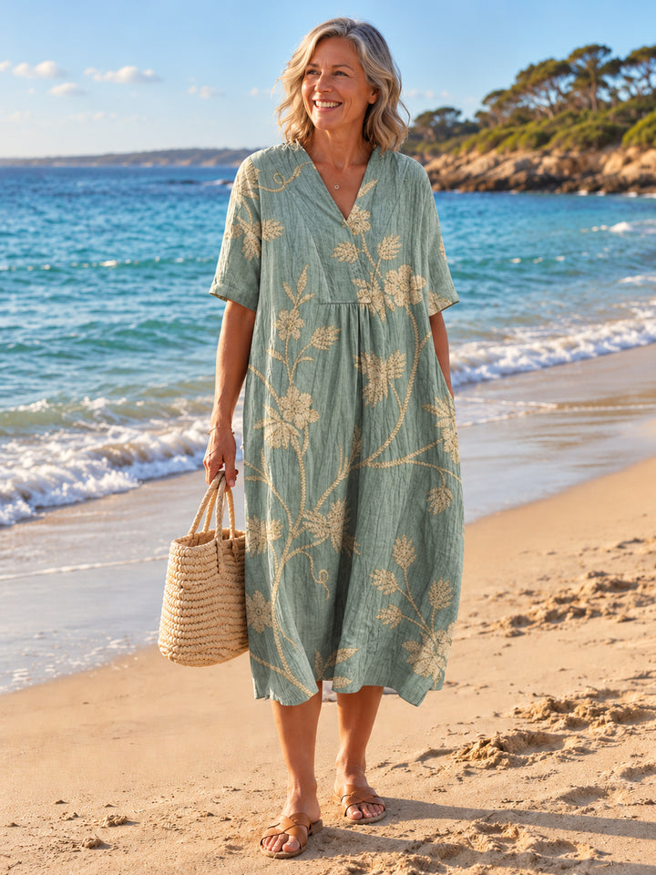 Nathalie V-Neck Dress - Floral 4 - front