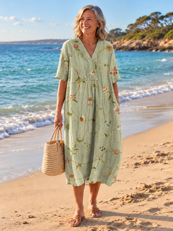 Nathalie V-Neck Dress - Floral 5 - front