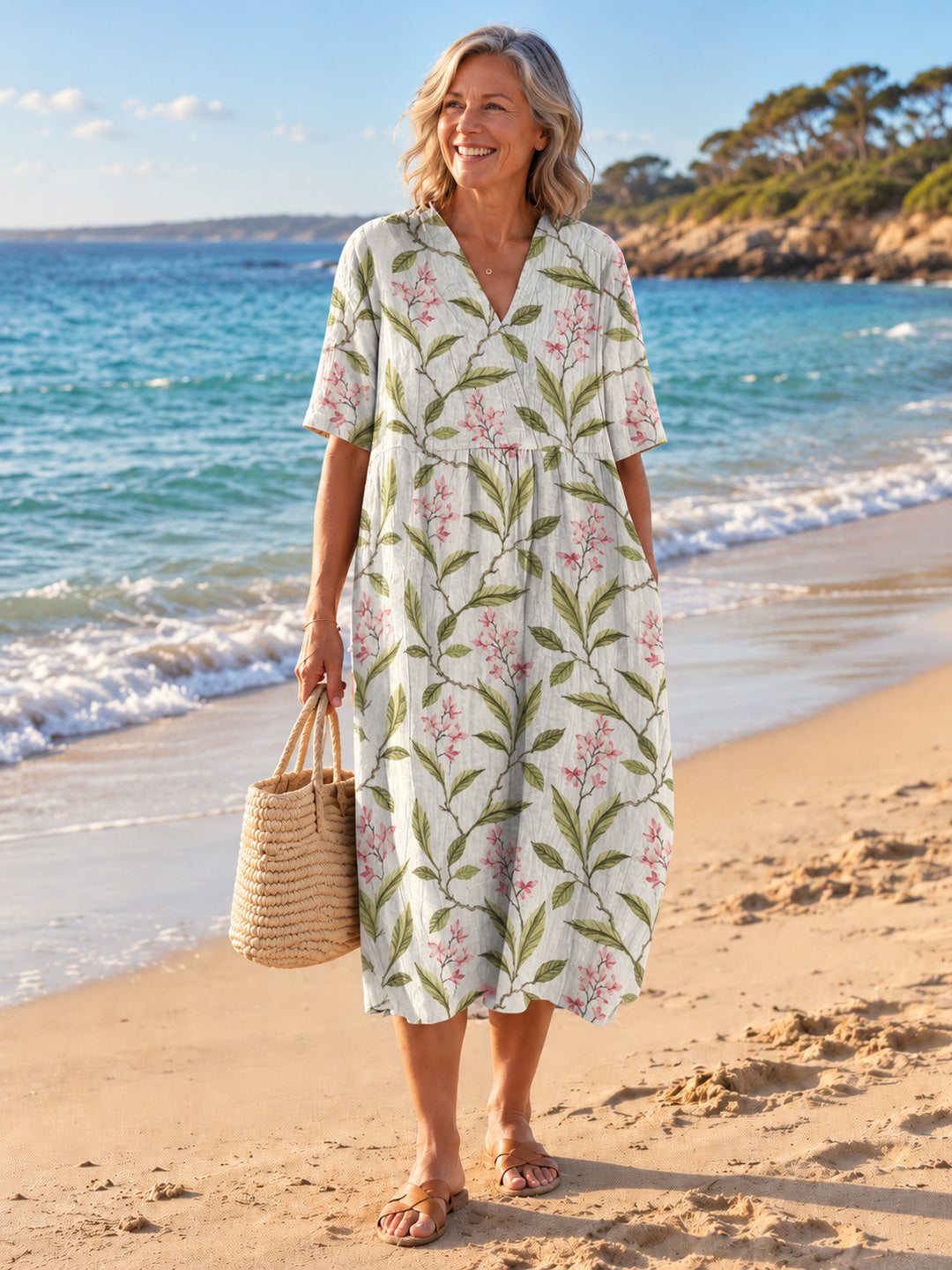 Nathalie V-Neck Dress - Floral 6 - front