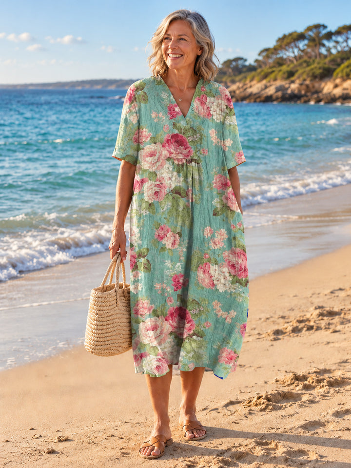 Nathalie V-Neck Dress - Floral 7 - front