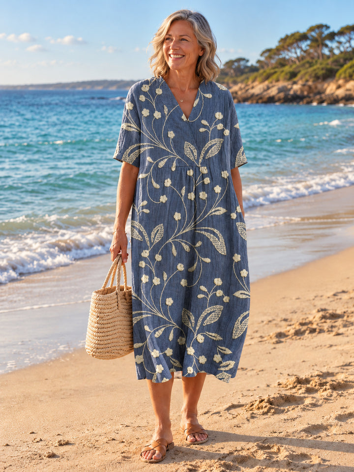 Nathalie V-Neck Dress - Floral 8 - front