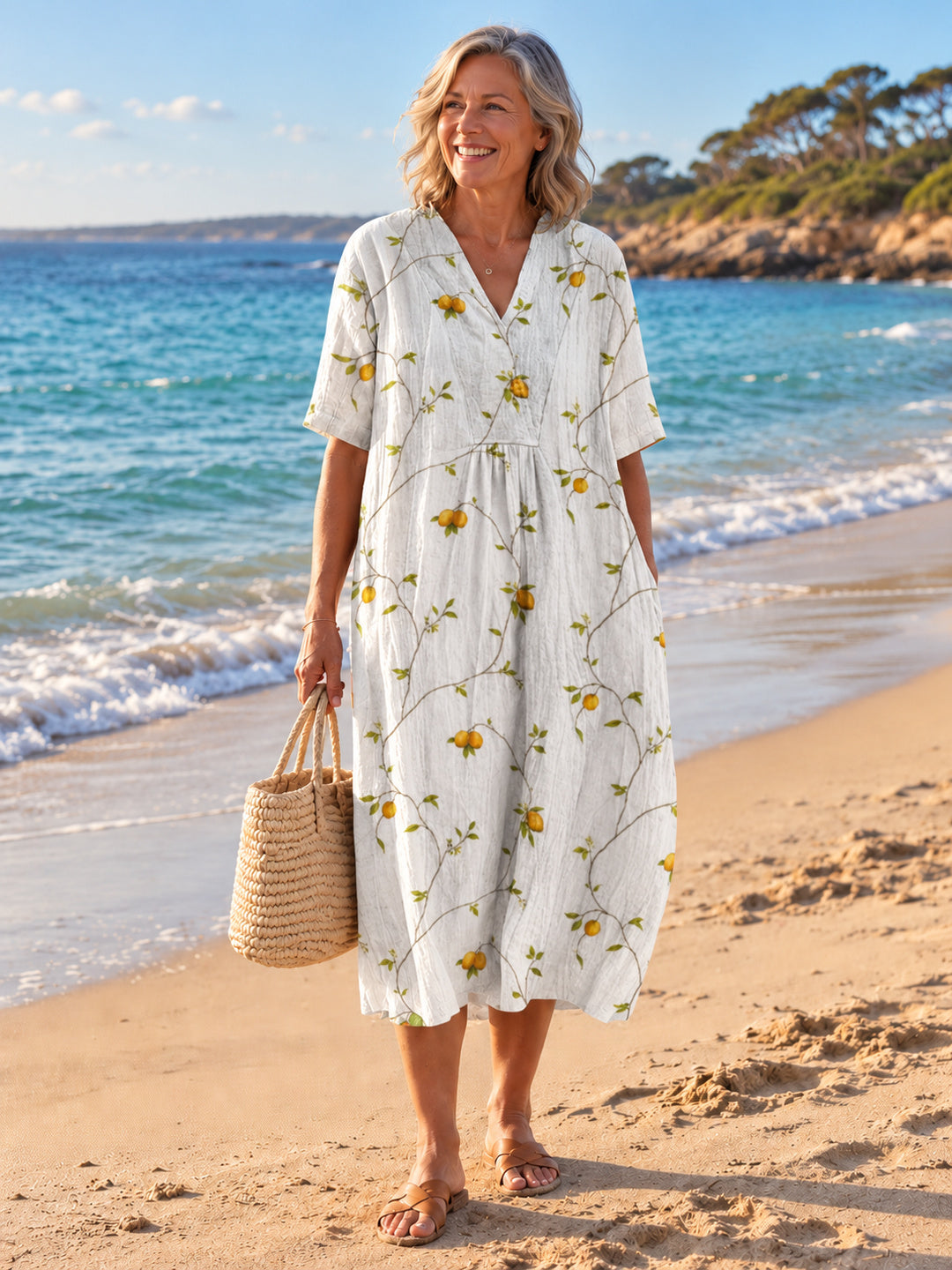 Nathalie V-Neck Dress - Floral 9 - front