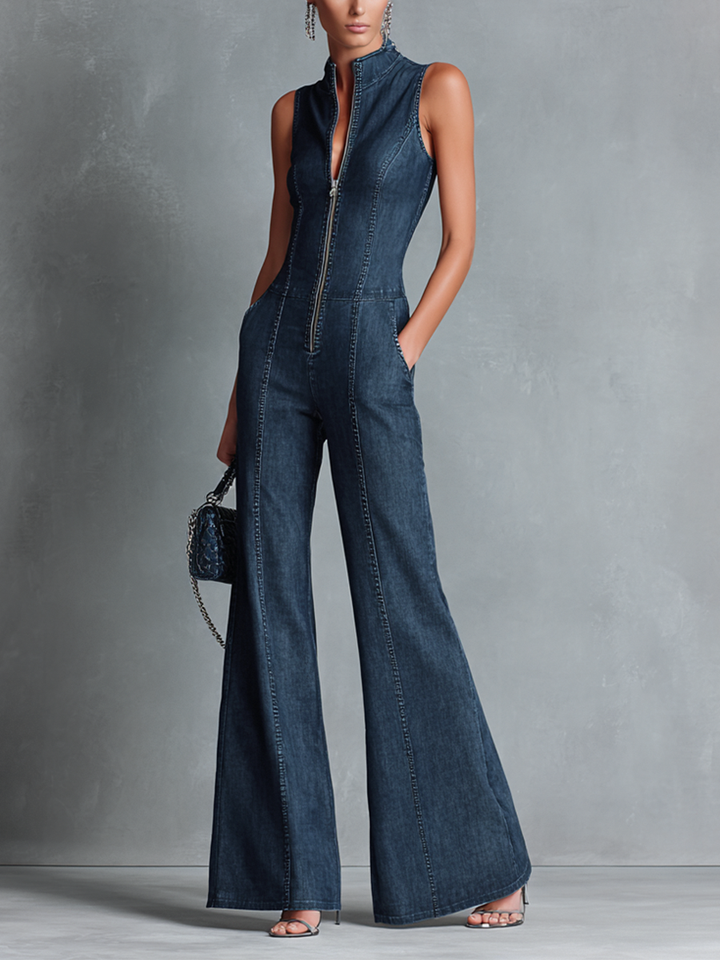 Denise | Wide Leg Denim Jumpsuit