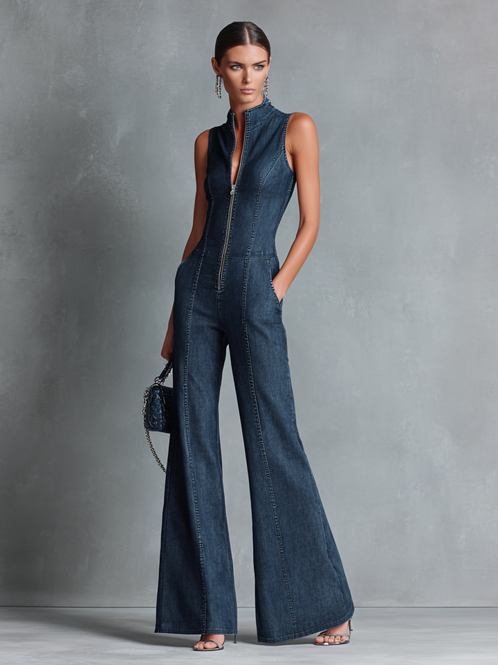 Denise | Wide Leg Denim Jumpsuit