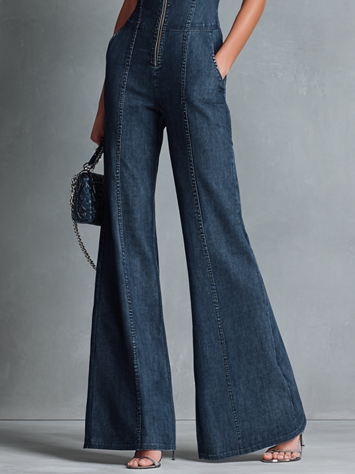 Denise | Wide Leg Denim Jumpsuit