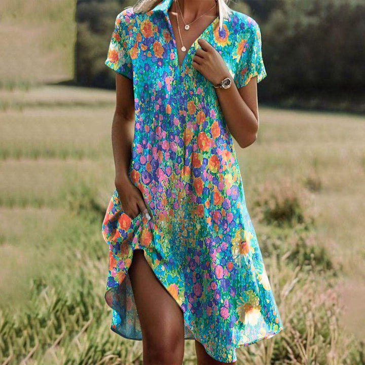 Romy | V-Neck Short Sleeve Midi Dress