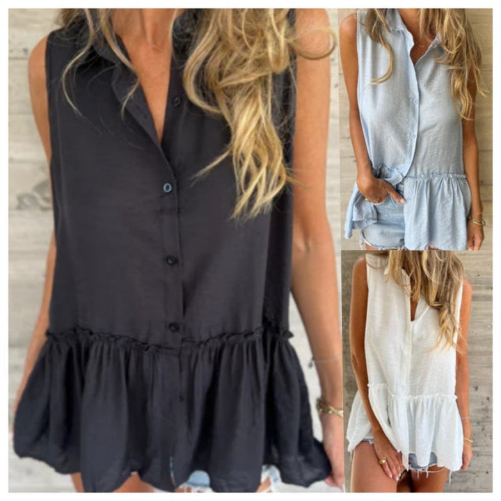 Aquira - Ruffle Buttoned Top