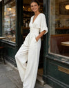 MONICA | Elegant V-Neck Wide-Leg Jumpsuit