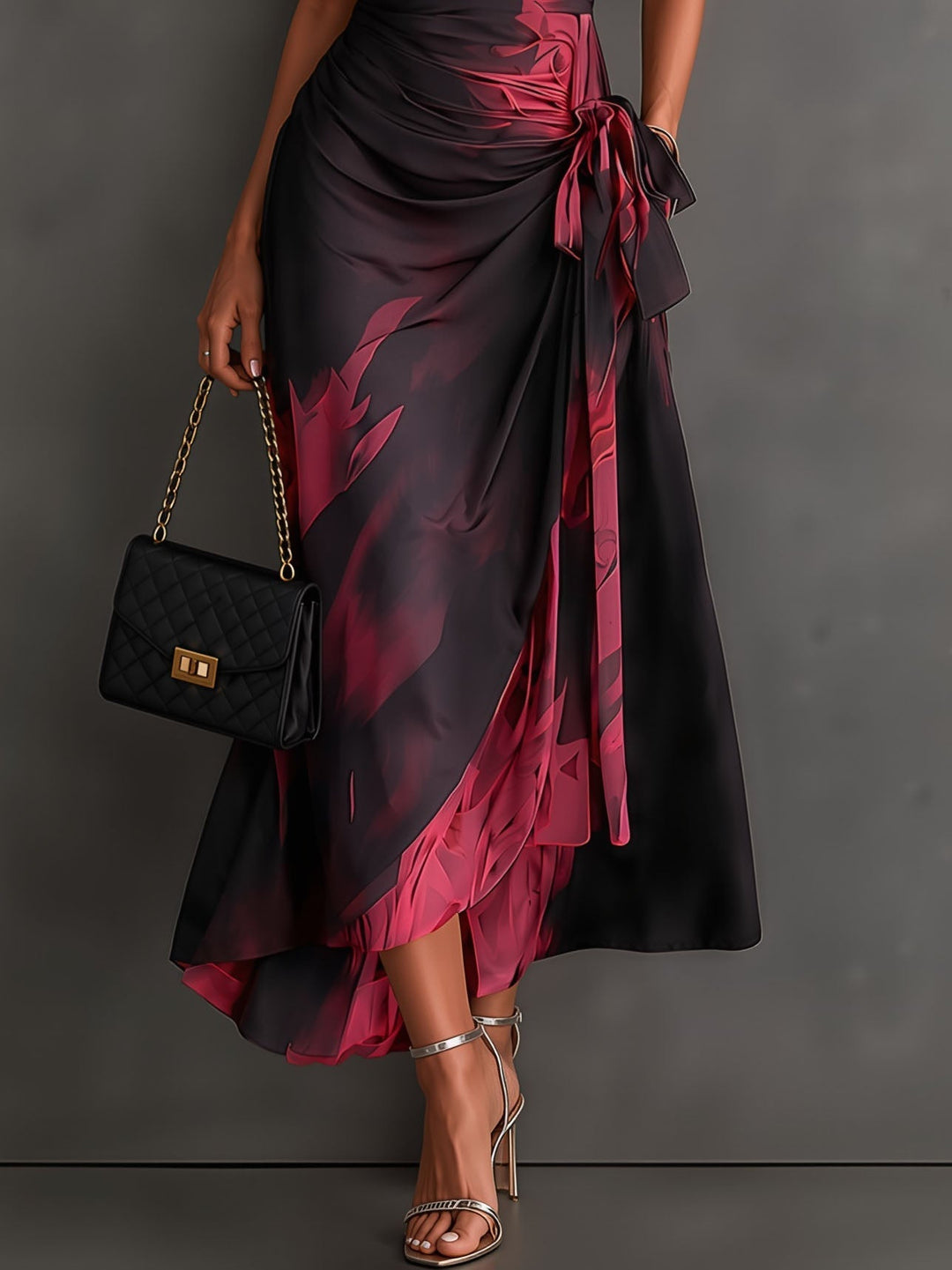 Tallulah | Abstract Print Wrap Midi Dress