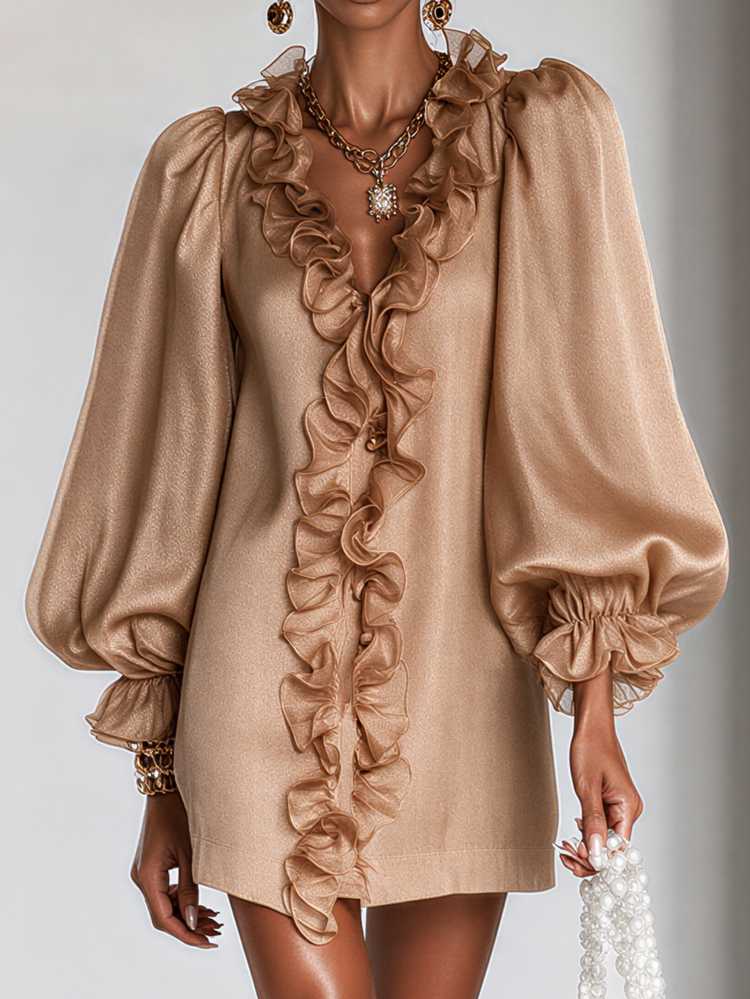 Jemima | Ruffled Puff-Sleeve Mini Dress