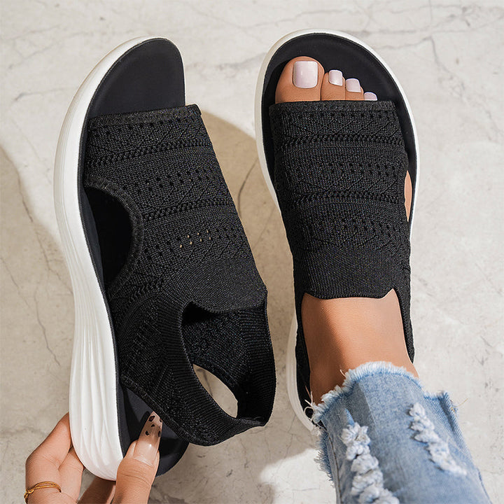 Zina breathable knit platform sandals